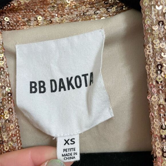 Anthropologie BB Dakota Sparkly Sequin Rose Gold Open Cardigan Duster XSP - Picture 4 of 11